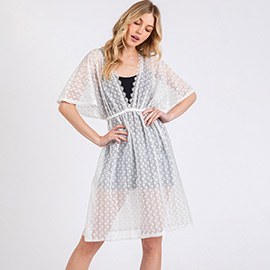 V Neck Detailed Crochet Lace Cover Up Poncho