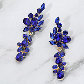 Multi Stone Cluster Vine Dangle Evening Earrings