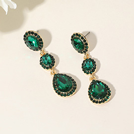 Oval Teardrop Stone Cluster Link Dropdown Evening Earrings