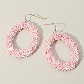 Seed Beaded Oval Ring Dangle Earrings