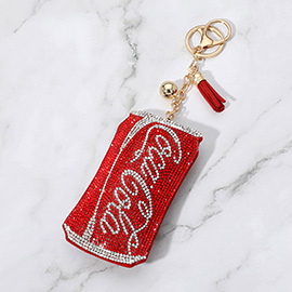 Bling Studded Cola Coke Can Tassel Keychain Bag Charm
