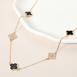 Quatrefoil Station Long Necklace