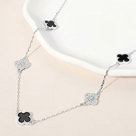 Quatrefoil Station Long Necklace