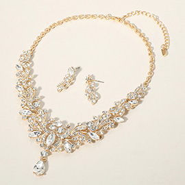 Marquise Stone Cluster Embellished Evening Necklace