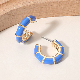 Enamel Bamboo Hoop Earrings