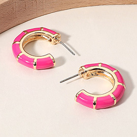 Enamel Bamboo Hoop Earrings