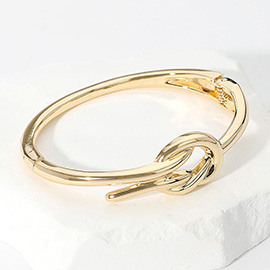 Metal Knot Accented Hinged Bangle Bracelet