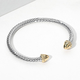 Two Tone Metal Twisted Cuff Bracelet