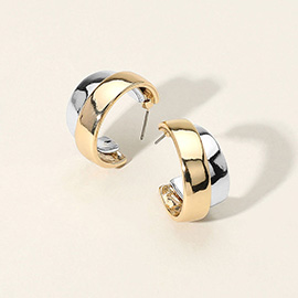 Two Tone Metal Hoop Earrings