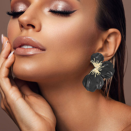 Resin Half Flower Petal Earrings