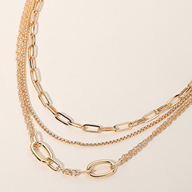 2PCS - Metal Link Paperclip Chain Layered Necklace
