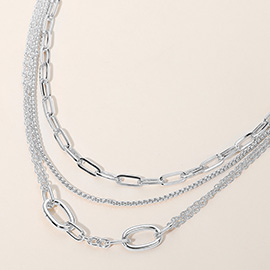 2PCS - Metal Link Paperclip Chain Layered Necklace