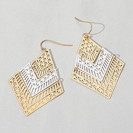 Geometric Cutout Chevron Dangle Earrings
