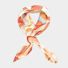 Abstract Tropical Bloom Printed Square Silky Satin Scarf