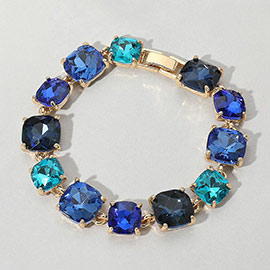 Cushion Square Stone Link Evening Bracelet