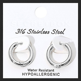 SECRET BOX_Stainless Steel Huggie Hoop Earrings
