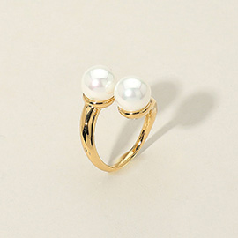 SECRET BOX_Stainless Steel Pearl Tip Adjustable Ring
