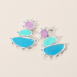 Irregular Sea Glass Link Dropdown Dangle Earrings