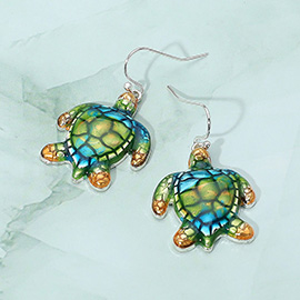 Enamel Sea Turtle Dangle Earrings