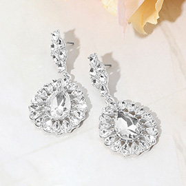 Teardrop Stone Accent Dangle Evening Earrings