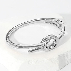 Metal Knot Accented Hinged Bangle Bracelet