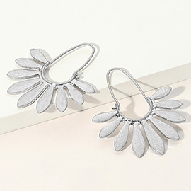 Worn Metal Fan Hoop Earrings