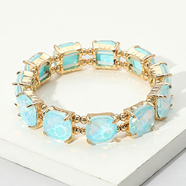 Cushion Square Stone Stretch Evening Bracelet