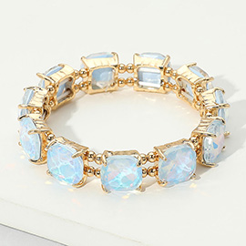 Cushion Square Stone Stretch Evening Bracelet