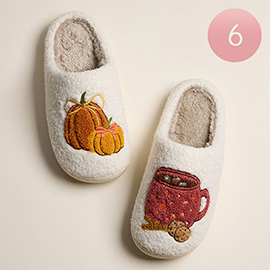 6Pairs - Pumpkin Spice Cozy Indoor Slippers