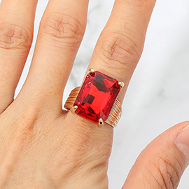 Emerald Cut Stone Adjustable Ring