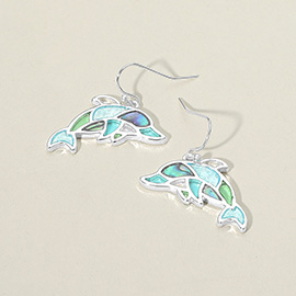 Sea Glass Dolphin Dangle Earrings