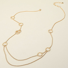 Interlocking Circle Accent Layered Long Necklace