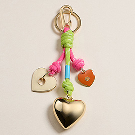 Neon Rope Knot Heart Charm Drop Keychain / Bag Charm