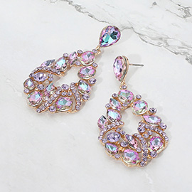 Multi Stone Cluster Teardrop Dangle Evening Earrings