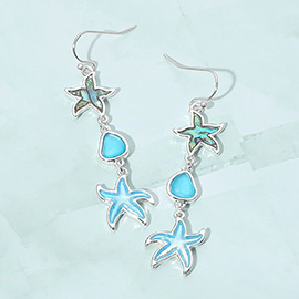 Abalone Sea Glass Starfish Drop Earrings
