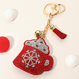 Bling Studded Holiday Mug Tassel Keychain / Bag Charm