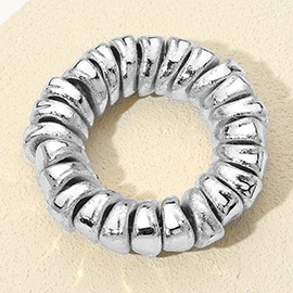 Chunky Textured Organic Nugget Metal Beaded Stretch Bracelet