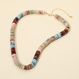 Flat Resin Disc Beaded Necklace