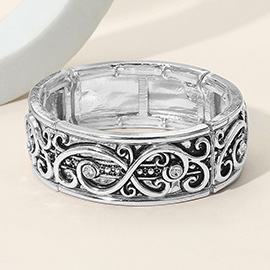 Stone Accent Vintage Scrollwork Stretch Bracelet
