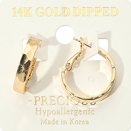 14K Gold Dipped Hypoallergenic Textured Hoop Earrings