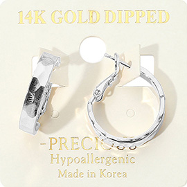 14K Gold Dipped Hypoallergenic Textured Hoop Earrings