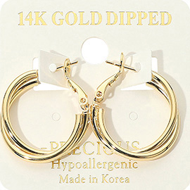 14K Gold Dipped Hypoallergenic Double Hoop Earrings