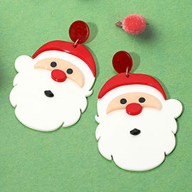 Oversized Resin Santa Face Dangle Earrings