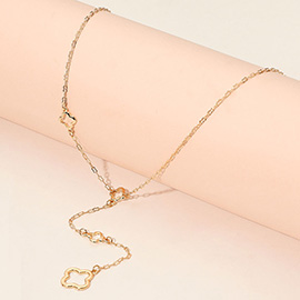 Open Quatrefoil Link Y Shape Necklace