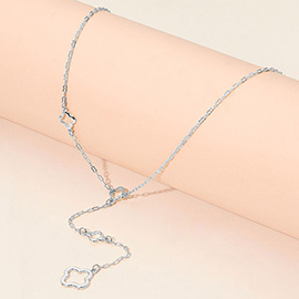 Open Quatrefoil Link Y Shape Necklace