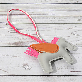 Faux Leather Winged Horse Bag Charm