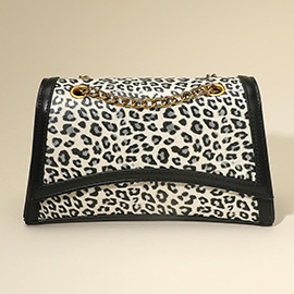 Faux Leather Leopard Print Structured Handbag / Crossbody Bag