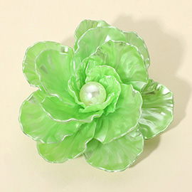 Pearl Accent Floral Pin Brooch / Hair Clip