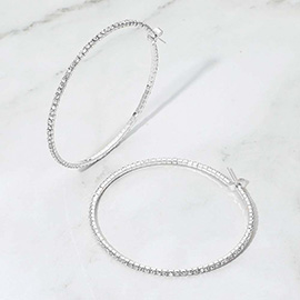 60mm Rhinestone Paved Hoop Earrings