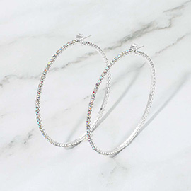60mm Rhinestone Paved Hoop Earrings